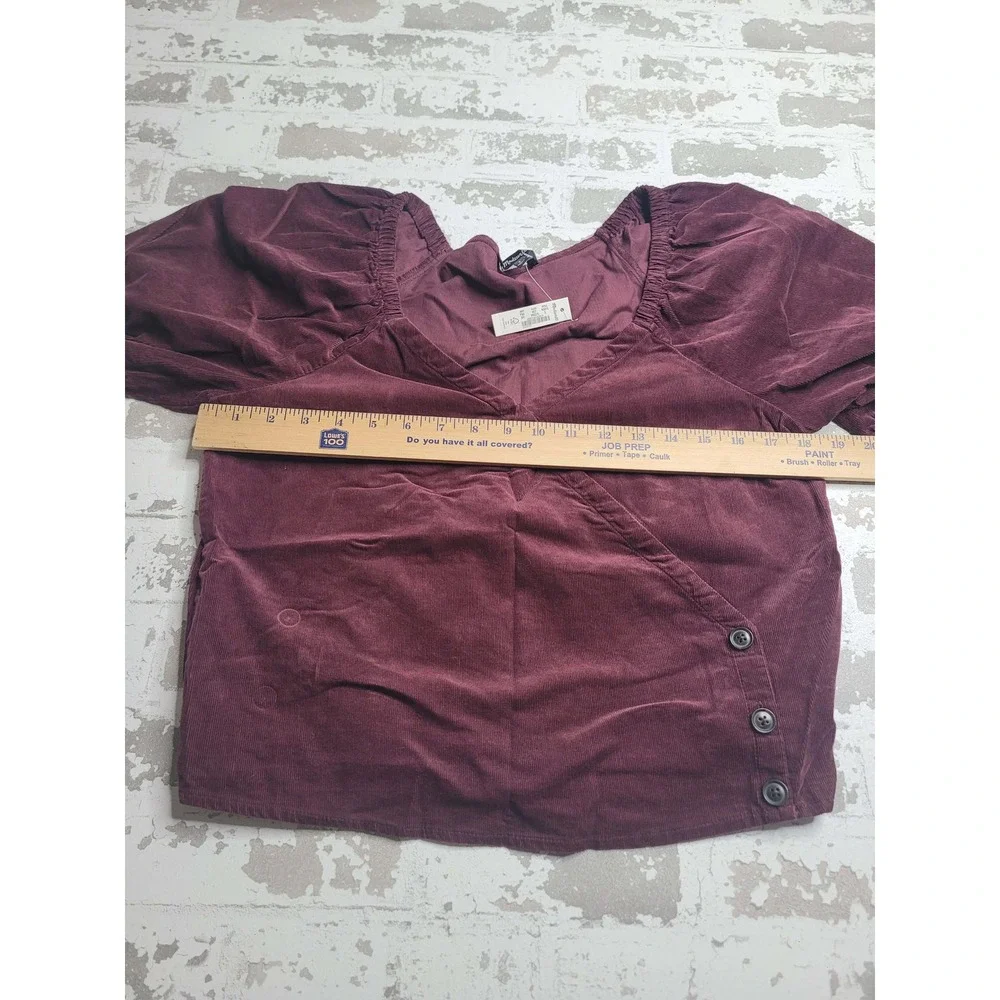 NEW Madewell Corduroy Puff-Sleeve Wrap Top Women's Small‎ 100% Cotton